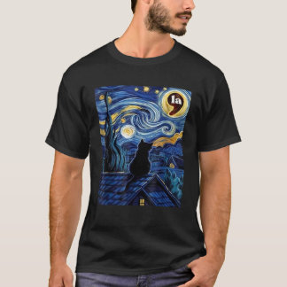 Halloween Starry Night Black Cat Harris t-shirt
