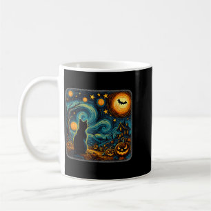 Halloween Starry Night Black Cat Pumpkins Art Men Coffee Mug
