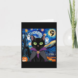 Halloween Starry Night Cat Comma La Kamala Harris  Card