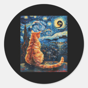 Halloween Starry Night Cat Comma La Kamala Harris Classic Round Sticker