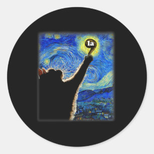 Halloween Starry Night Cat Comma La Kamala Harris  Classic Round Sticker