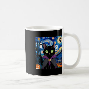 Halloween Starry Night Cat Comma La Kamala Harris Coffee Mug