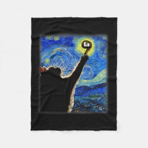 Halloween Starry Night Cat Comma La Kamala Harris  Fleece Blanket