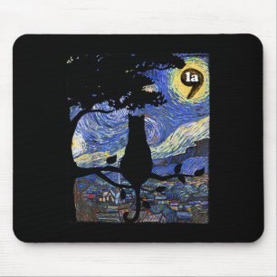 Halloween Starry Night Cat Comma La Kamala Harris Mouse Pad