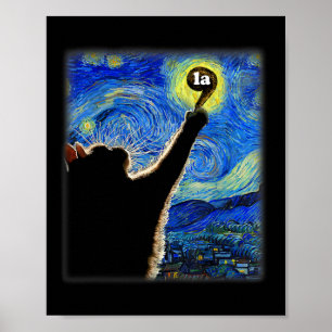 Halloween Starry Night Cat Comma La Kamala Harris  Poster