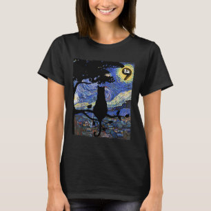 Halloween Starry Night Cat Comma La Kamala Harris  T-Shirt