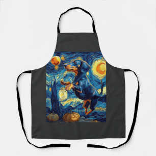 Halloween Starry Night Puppy Dachshund Apron