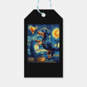 Halloween Starry Night Puppy Dachshund Gift Tags