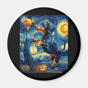 Halloween Starry Night Puppy Dachshund Magnet