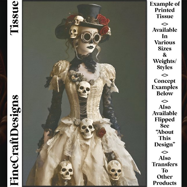 Halloween Steampunk Female & Skulls S1R Decoupage Tissue Paper (Creator Uploaded)
