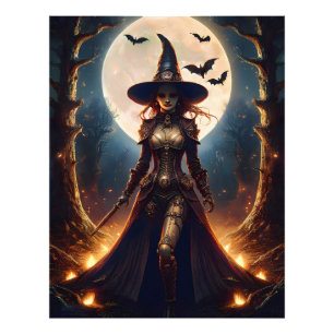 Halloween Steampunk Forest Witch Photo Print