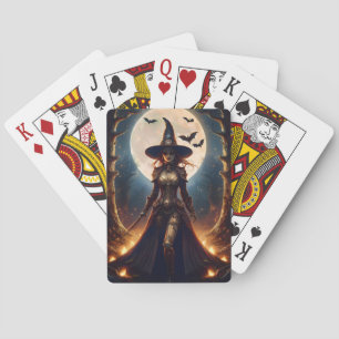 Halloween Steampunk Forest Witch Playing Cards