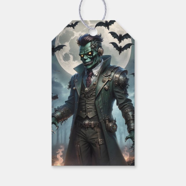 Halloween Steampunk Frankenstein's Monster Gift Tags (Front)