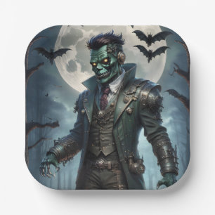 Halloween Steampunk Frankenstein's Monster Paper Plate