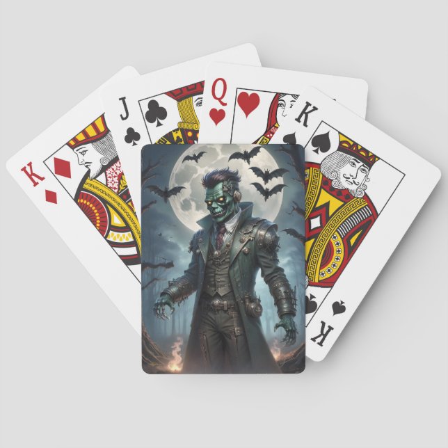 Halloween Steampunk Frankenstein's Monster Playing Cards (Back)