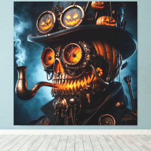 Halloween Steampunk Gothic Jack-O-Lantern Canvas Print