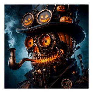Halloween Steampunk Gothic Jack-O-Lantern Poster