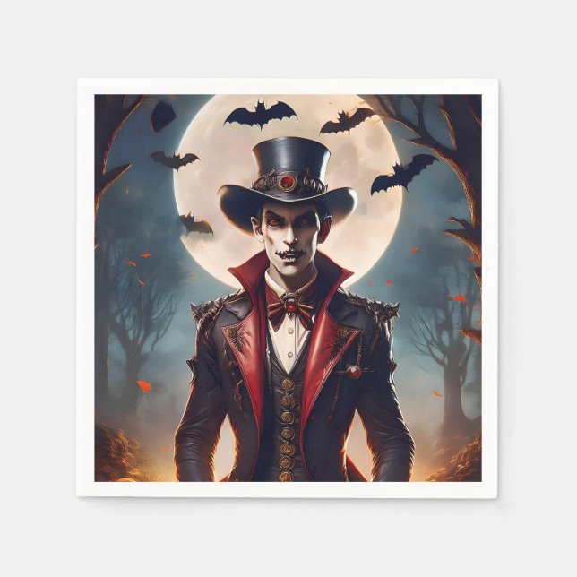 Halloween Steampunk Gothic Zombie Vampire Napkin (Front)