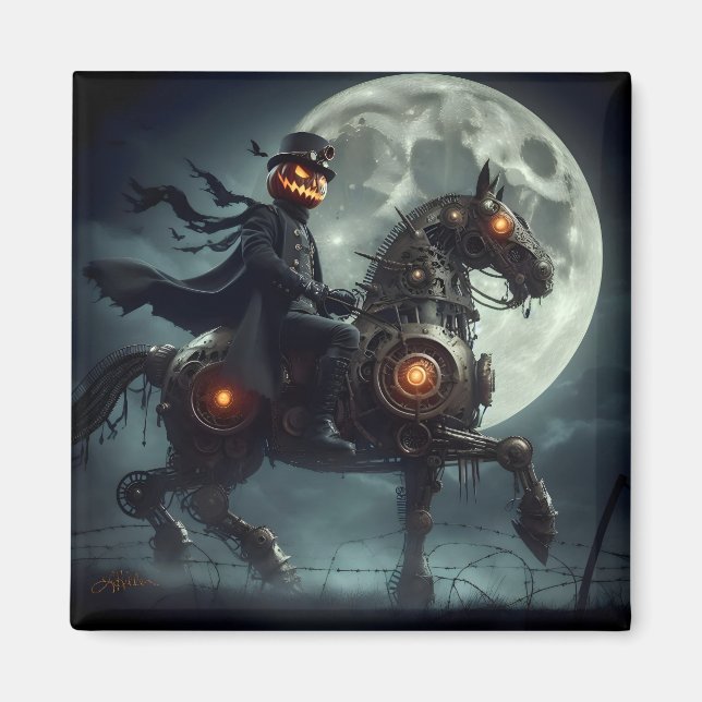 Halloween Steampunk Headless Horseman Magnet (Front)