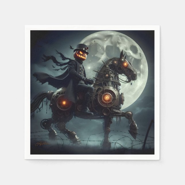 Halloween Steampunk Headless Horseman Napkin (Front)
