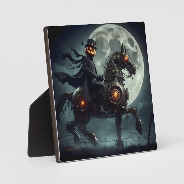 Halloween Steampunk Headless Horseman Plaque (Front)