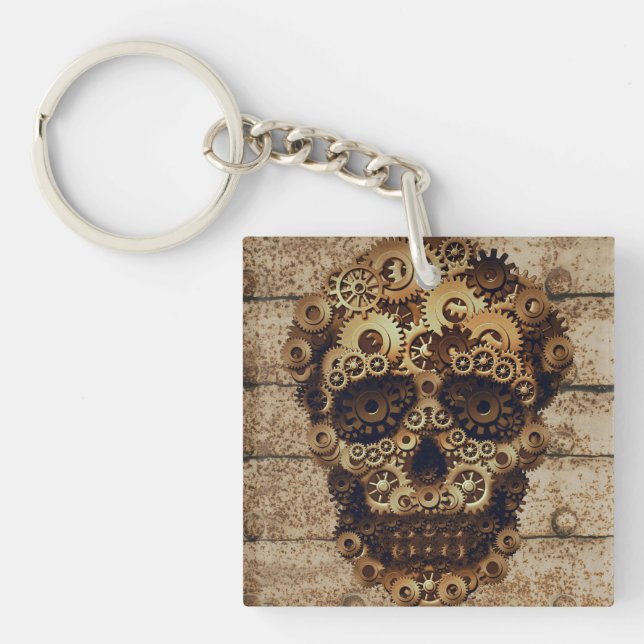 Halloween Steampunk Skeleton Keychain (Front)