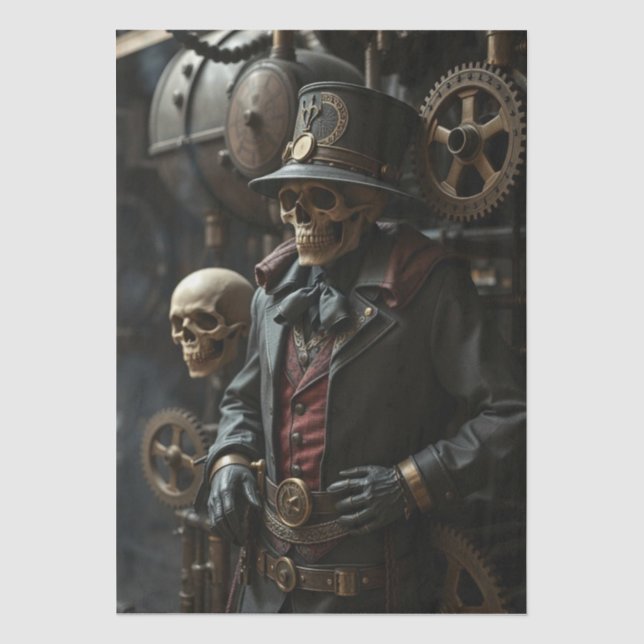 Halloween Steampunk Skeleton Tissue Paper (Front)
