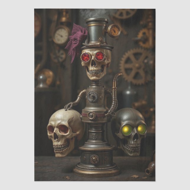 Halloween Steampunk Skeleton Tissue Paper (Front)