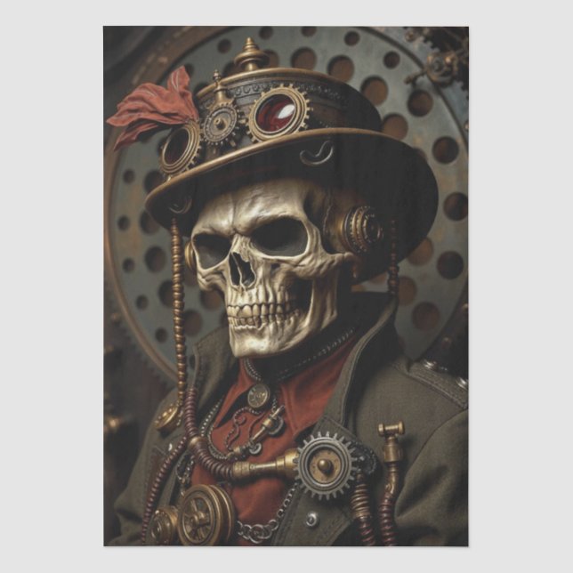 Halloween Steampunk Skeleton Tissue Paper (Front)