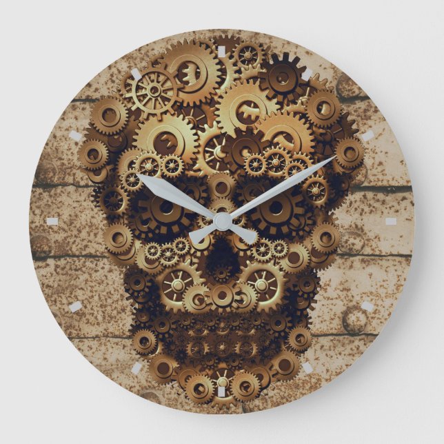Halloween Steampunk Skeleton Wall Clock (Front)