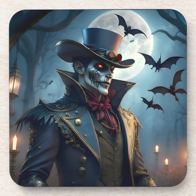 Halloween Steampunk Southern Gentleman Zombie Coaster (Front)