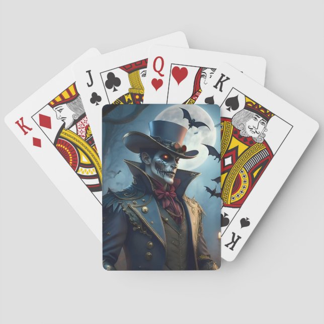 Halloween Steampunk Southern Gentleman Zombie Playing Cards (Back)