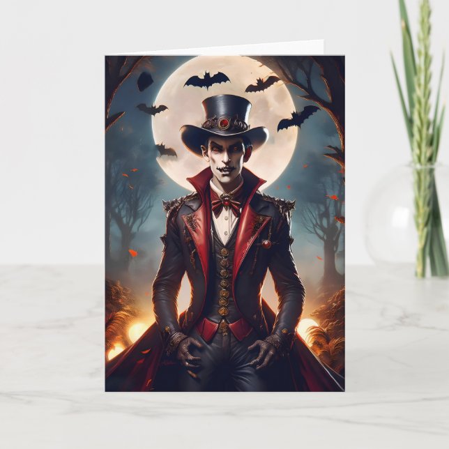 Halloween Steampunk Vampire Zombie Card (Front)