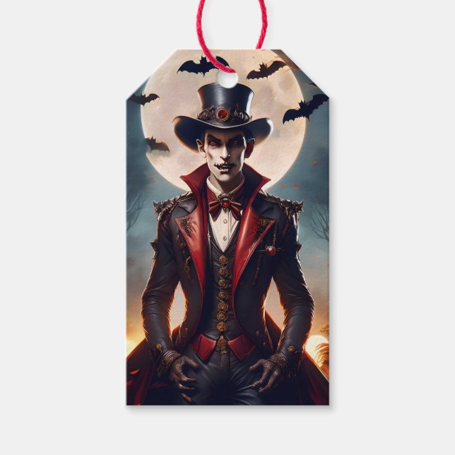 Halloween Steampunk Vampire Zombie Gift Tags (Front)
