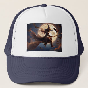 Halloween Steampunk Witch Moonlight Flight Trucker Hat