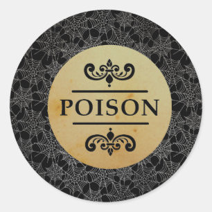 Halloween Stick Black Spider Webs Poison Classic Round Sticker