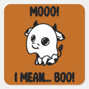 Halloween sticker cow ghost