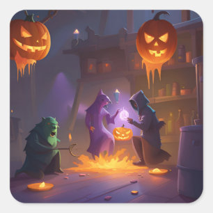 Halloween Sticker Haunted Pumpkin Laboratory