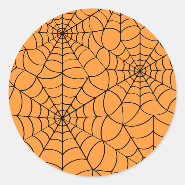Halloween Sticker Orange with Spider Web (Front)