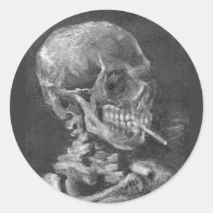Halloween Sticker Skull Smoking Cigarette
