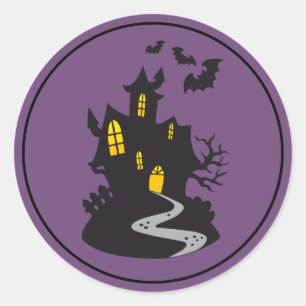 Halloween Stickers-Haunted House Classic Round Sticker