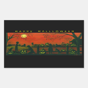 Halloween stickers,Jack-O-Lanterns,dog,black,cat Rectangular Sticker