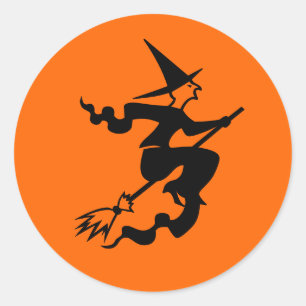 Halloween stickers   sealers with witch on a broom
