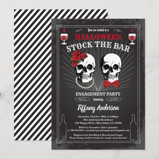 Halloween Stock The Bar engagement party Invitation (Front/Back)