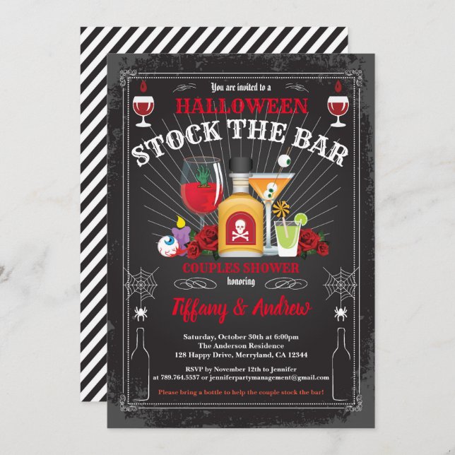 Halloween stock the bar party invitation (Front/Back)