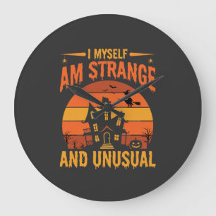 Halloween Strange and Unusual Haunted House Graphi Large Clock