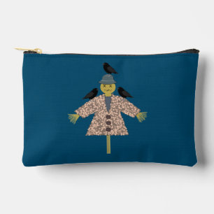Halloween Straw Scarecrow and Ravens Accessory Pouch