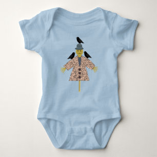 Halloween Straw Scarecrow and Ravens Baby Bodysuit