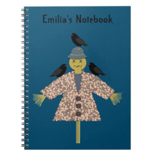 Halloween Straw Scarecrow and Ravens Custom Notebook
