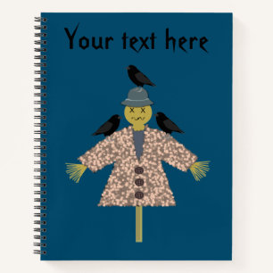 Halloween Straw Scarecrow and Ravens Custom Notebook